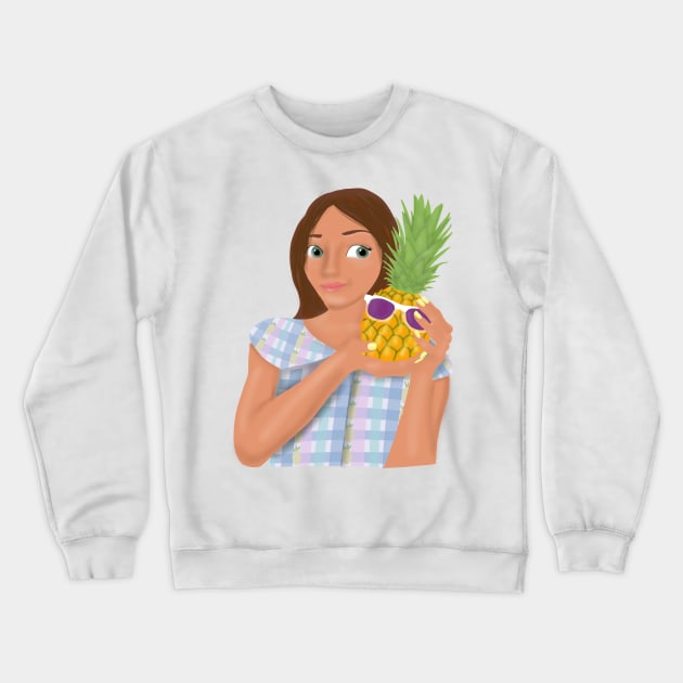 Pinapple Girl Crewneck Sweatshirt by Becky-Marie